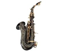 kit per sassofono Strumento Jazz In Materiale Oro Nichel Nero Curvo Professionale Con Tasto B Nero (Color : Leather bag)