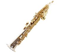 Kit per Sassofono Strumento per Sassofono Soprano A Tubo Dritto Monopezzo in Si Bemolle, Tasti Dorati Placcati in Argento di qualità Professionale