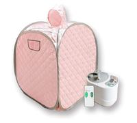 Kit per sauna domestica, Kit sauna portatile Tenda for cappello spa for tutto il corpo a casa di una persona, include izzatore da 2 litri con telecomando(Pink-border)