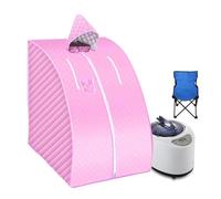 Kit per sauna domestica, Tenda a e Portatile, Sauna Bagno Domestico 1000 W 2.0 L Include Sedia Pieghevole for facilitare l'insonnia Supporto for Tubi in Acciaio Inossidabile(Pink)
