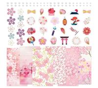 Kit per scrapbooking Sakura, adesivi decorativi a forma di fiore di ciliegio e ritagli di carta con fiori giapponesi e lamina d'oro per diario, planner, arti e mestieri, creazione di biglietti(Freesa)