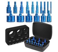 Kit per sega a tazza diamantata da 16 pezzi, kit per sega a tazza per piastrelle, set di punte per brasatura seghettata, con guida in EVA, punte diamantate per porcellana, piastrelle, vetro, ceramica