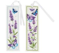 Kit per segnalibro a punto croce Vervaco "Lavanda e farfalle", set da 2 pezzi, 6