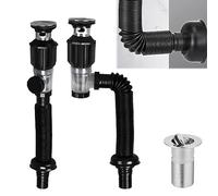 Kit per sifone con scarico: Nizirioo tubo di scarico per lavandino e lavandino, kit di scarico con tubo di scarico flessibile da 300 a 1000 mm
