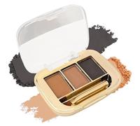 Kit per sopracciglia in polvere, palette di 3 colori con specchio e pennello, tonalità naturali impermeabili e di lunga durata, per tutte le tonalità della pelle, multiuso, per riempire e definire gli
