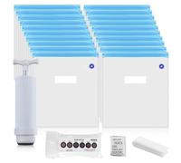 Kit per sottovuoto, 20 pezzi, 30 x 34 cm, filamento per stampante 3D, compressione sottovuoto, con pompa ad aria manuale, sacchetti sottovuoto riutilizzabili, sacchetti trasparenti per filamento,