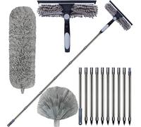 Kit per spolverare ad alta portata, 3 pezzi da 6,5 m con asta giuntabile da 0,9 a 4,3 m, kit 2 in 1 per la pulizia delle finestre, spolverino per soffitto alto, spolverino in microfibra ragnatela, kit