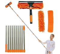 Kit per spolverare ad alta portata - Asta di estensione, spazzola in microfibra ragnatela, pulitore telescopico per ventilatore da soffitto, manico lungo, spolverino ergonomico multifunzione per