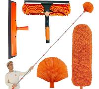Kit per spolverare ad alta portata da 20 metri con asta di giunzione da 0,9 a 4,3 m, kit per spolverare e pulire le finestre // lavavetri e lavavetri, spolverino ragnatela, piumino per ragnatele e