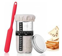 Kit per Starter jar a Lievito, 730ml Barattolo per Lievito Madre,Barattoli Rotondi in Vetro, Con Spatola, Termometro, Fascia Per Data, vetro per accessori da forno