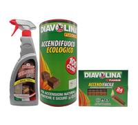 Kit per Stufe - Camini : Fuliggi Stop 750 ml - 100 cubi Accendifuoco Ecologico - 24 Fiammiferi Accendifacile