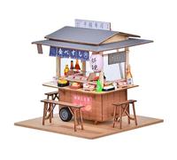 Kit per sushi cart vintage giapponese in miniatura, modellino fai da te in legno, kit modello educativo, guide digitali incluse, per 16+ e appassionati culturali (100+PCS)