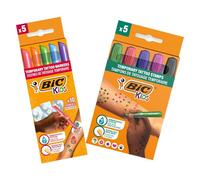 Kit per tatuaggi temporanei BIC Kids, Pennarelli, Stencil e Timbri con inchiostro dermatologicamente testato e inodore, 5 Pennarelli + 10 Stencil + 5 Timbri, Idea Regalo Natale 2024