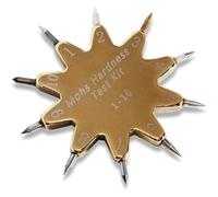 Kit per test di durezza Mohs, penna tester in scala 1-10, punte di durezza Mohs con design a stella a dieci punte in oro, test rapido e facile da usare per test su pietre preziose, pietre