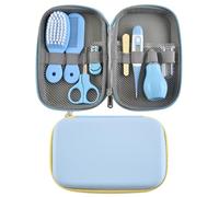 Kit per toelettatura bambini, set portatile di sicurezza per la cura dei neonati Tagliaunghie con spazzola per capelli Tagliaunghie Puliscinaso Spazzolino da dito Forbici per (Blu)
