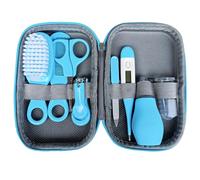 Kit per toelettatura per bambini, kit per toelettatura e assistenza sanitaria per bambini da 8 pezzi, set termometro per capelli per unghie sicuro Asilo nido per neonati essenziale con custodia blu