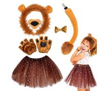 Kit per travestimento da leone, accessori dal design realistico, perfetto per feste cosplay, eventi in costume, spettacoli teatrali, celebrazioni a tema, peluche marrone da 300 g e poliestere