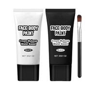 Kit per truccabimbi bianco e nero, kit per truccabimbi color crema - Crema per il corpo Vernice per fondotinta a copertura totale - Pittura viso e corpo lavabile per costume da vampiro scheletro mimi