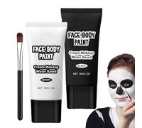 Kit per truccabimbi bianco e nero, kit per truccabimbi color crema - Crema per il corpo Vernice per fondotinta a copertura totale - Pittura viso e corpo lavabile per costume da vampiro scheletro mimi