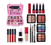 Kit per trucco per adolescenti, set cosmetico portatile, grande di ombretti, impermeabile, portatile, di lunga durata, facile da trasportare per ragazze, multicolore