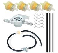Kit per tubo della benzina, per moto, filtro benzina, set di 3 pezzi, 15 cm, tubo del carburante 5 mm + 4 filtri benzina da 5 mm + 10 fascette stringitubo per auto, moto, scooter, tosaerba