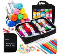Kit per uncinetto da 103 pezzi con uncinetti, set di filati, pacchetto premium che include 1650 iarde di filato acrilico, gomitoli, palline, ferr