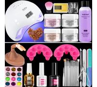 Kit per unghie acriliche in polvere acrilica, lampade UV per unghie in gel con pratica mano dito, set manicure per rimozione unghie acriliche, kit di estensioni in gel liquido acrilico da 75 ml