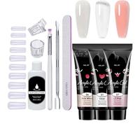 Kit per unghie in gel - Clear Stamping Tool - Qualità salone French Manicure a casa - Set di 10 pezzi | Nail Crystal Extension Gel | Base & Top Matte Lucidante | Kit di lampade per manicure