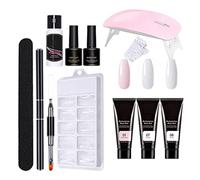 Kit per unghie in poli, 11 pc kit gel di estensione in chiodi poli con lampada per unghie, kit di avvio gel per unghie a lungo termine per la soluzione per ispessimento per unghie per principianti do