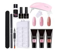 Kit per unghie in poli, 11 pc kit gel di estensione poli con lampada per unghie, kit di avvio gel per unghie a lunga durata per la soluzione per ispessimento per unghie principianti doni fai-da-te (A