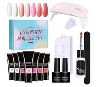 Kit per unghie in poly, kit per unghie in gel in poly - Kit per unghie in poli con set di gel di estensione per illuminazione UV | 7 colori Soluzione di ispessimento nudo 'unghia a punta per dita