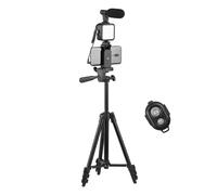 Kit per vlog Andoer: treppiede regolabile, microfono con attacco a slitta e luce LED, telecomando per l'otturatore â Compatibile con iPhone/Android