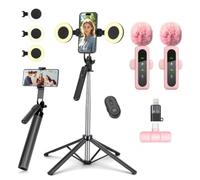 Kit per vlogging da 70 pollici, treppiede in metallo per selfie per iPhone | Selfie Stick con telecomando,Treppiede per telefono per registrazione video,Bastone selfie portatile compatibile con iPhone