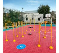 Kit percorso a ostacoli per droni RC da corsa, percorso a ostacoli per droni da corsa, include 6 cerchi e piattaforma di atterraggio per set di gioco competitivo, per scuola, competizione
