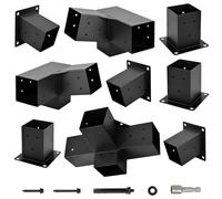 Kit pergola, 15° 3 vie inclinato tetto pergolato staffa set, montaggio a parete tetto staffa di estensione 10,2 x 10,2 cm (effettivo 8,9 x 8,9 cm) - Set 9