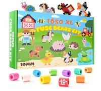 Kit Perline da Stirare 10 mm Grandi, 1650 Pezzi Perline da Stirare con 48 Accessori Diy Fai da Te, Tema Fattoria Giocattolo Educativo per Bambini da 3 Anni, Regalo per Natale/Pasqua/Compleanno