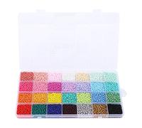 Kit Perline di Vetro 2mm, 14000 Pezzi in 28 Colori, per Creazione Gioielli e Braccialetti