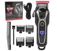 Kit Personale per Il Taglio dei Capelli, Professionale Tagliacapelli a Batteria, Compatto Ricaricabile Regolabarba Display a LED 5 Regolabile Set Tagliaunghie per Uomo, Motore Resistente