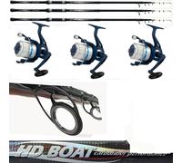 Kit Pesca Barca Bolentino Mare Combo 3 Canne Con Mulinello Metri 3