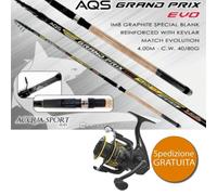 KIT PESCA BOMBARDA INGLESE AQS GRAND PRIX 4 M+MULINELLO TUBERTINI SLADE 4000
