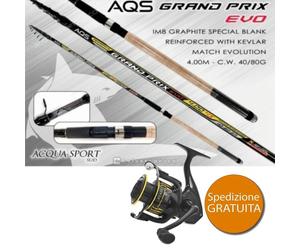 KIT PESCA BOMBARDA INGLESE AQS GRAND PRIX 4 M+MULINELLO TUBERTINI SLADE 4000
