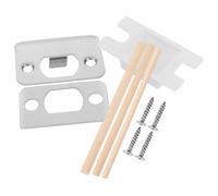 Kit Piastra di Battuta Porta per Catenaccio in Ferro Argento | Installazione Conveniente, Chiusura Fluida e Affidabile, Sicurezza Extra, Legno Incluso per Sostituzione