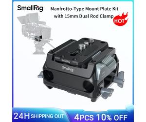 Kit Piastra di Montaggio Tipo Manfrotto SmallRig con Morsetto a Doppia Asta da 15mm per Follow Focus, Matte Box e Piastre Batteria V-Mount per Tipo 501