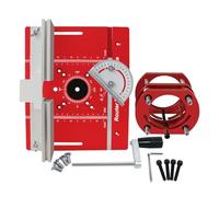 Kit piastra di sollevamento e ribaltamento della fresa con scala metrica e in pollici, piastra interna for tavolo della fresa in lega di alluminio con recinzione for mitra(Red Set)