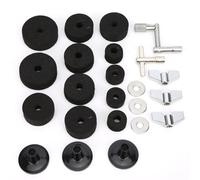 Kit piatti per batteria in feltro da 23 pezzi, parti per piatti per batteria antiscivolo, materiale in feltro di alta qualità con rondella di dadi ad alette di base, accessori per (Nera)