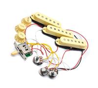 Kit pickup per chitarra elettrica con tre manopole per circuito, potenziometro e cablaggio, cablaggio professionale per strumenti musicali (giallo)
