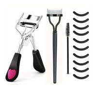 Kit piegaciglia professionale con bacchette per mascara, pennello per sopracciglia, separatore per pettine, cuscinetti in silicone, nero (kit B)
