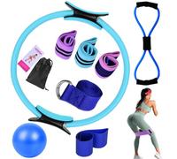 Kit Pilates Completo X Casa Per Donne, Portatile Pilates Essential Kit, Allenamenti A Casa Con Palla Da Yoga Da 25 Cm E Fasce Di Resistenza Per Yoga A Forma Di 8 (Blue)