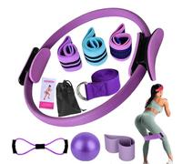 Kit Pilates Completo X Casa Per Donne, Portatile Pilates Essential Kit, Allenamenti A Casa Con Palla Da Yoga Da 25 Cm E Fasce Di Resistenza Per Yoga A Forma Di 8 (Purple)