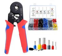 Kit Pinza Crimpatrice Con 1200 Capicorda Elettrici E Puntalini Gamma 0.25-10Mm²